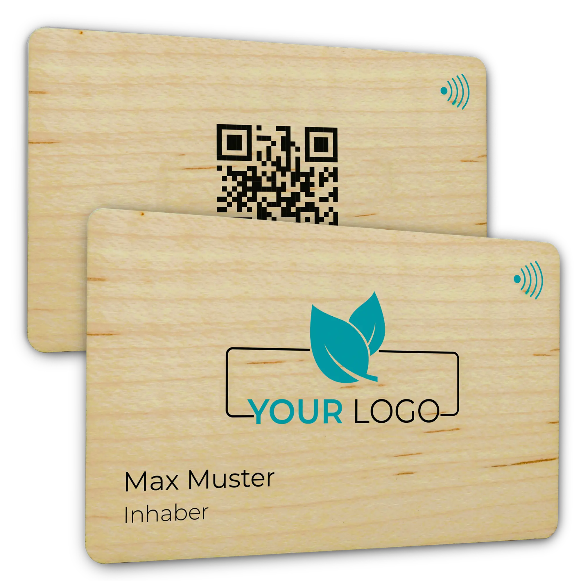 personalisierbare Holzkarte (Bambus) - Digitale Visitenkarte NFC